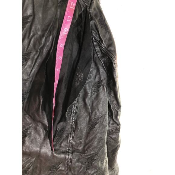 Samantha Sipos Clarkson Jacket Leather Lightning Bolt Moto Biker Black Small - Picture 7 of 11
